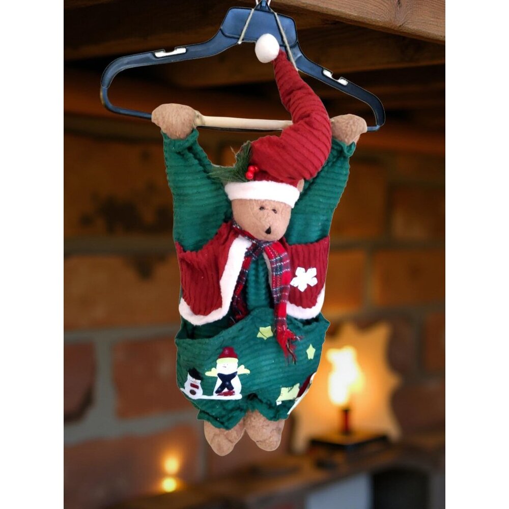 vintage cracker barrel fabric hanging christmas bear stocking